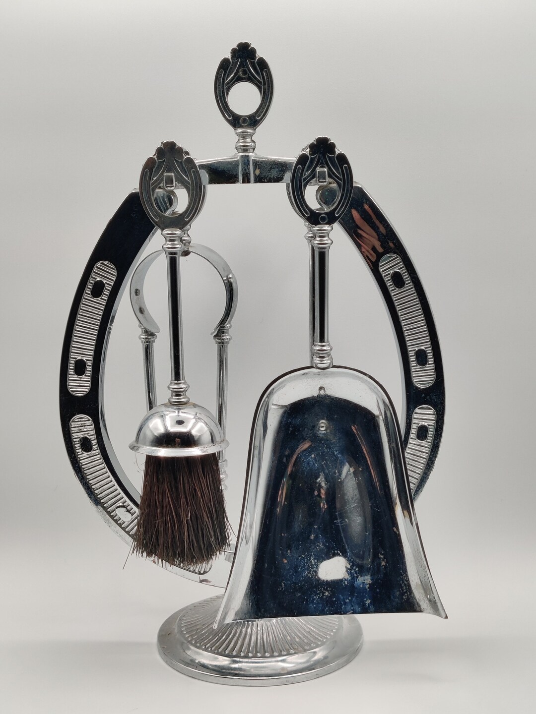 English Horseshoe Chrome Fireplace Tool Set Etsy