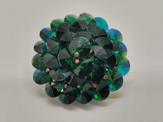 Dark Emerald Green Czech Crystal Brooche - image 3