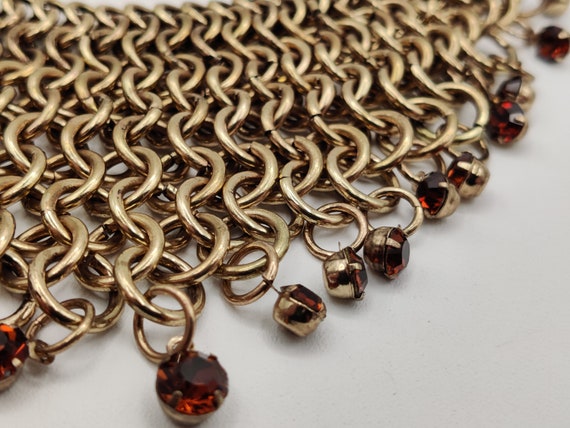 Gold and Brown Chainmail Bead Bib Necklace - image 8