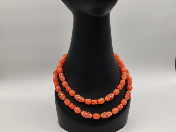 Peach Coral West Germany Plastic Necklace - image 2