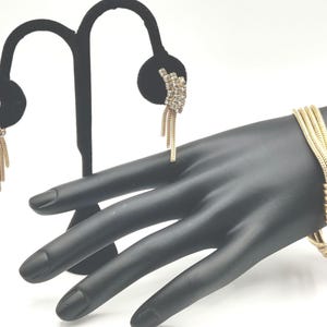 Draping Multi-Strand Magnetic Gold Bracelet and Crystal Gold Chain Dangle Earrings