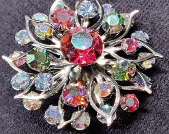 Multicolor Stunning  Crystal Floral Brooch