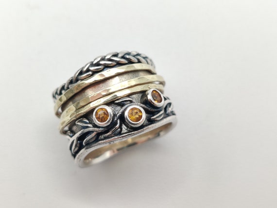 Sterling Silver and Gold  Artisan Spinner Band - image 8