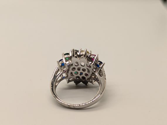 Multi Color Statement Faux SS Ring - image 5