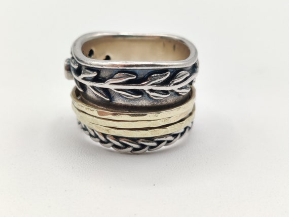 Sterling Silver and Gold  Artisan Spinner Band - image 6