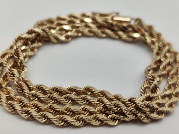 14k Solid Gold Rope Chain Necklace - image 1