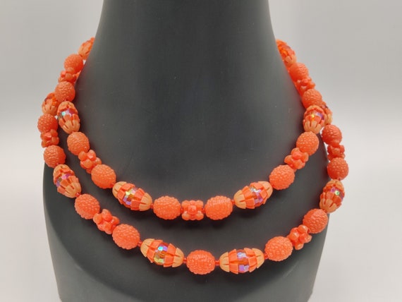 Peach Coral West Germany Plastic Necklace - image 3