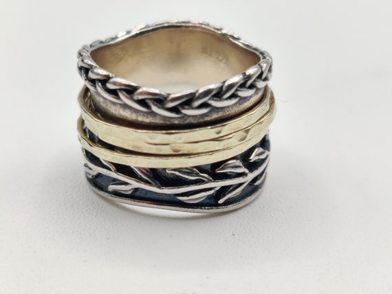 Sterling Silver and Gold  Artisan Spinner Band - image 7