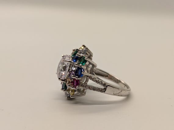 Multi Color Statement Faux SS Ring - image 8