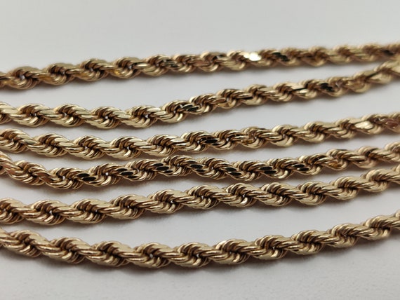 14k Solid Gold Rope Chain Necklace - image 2