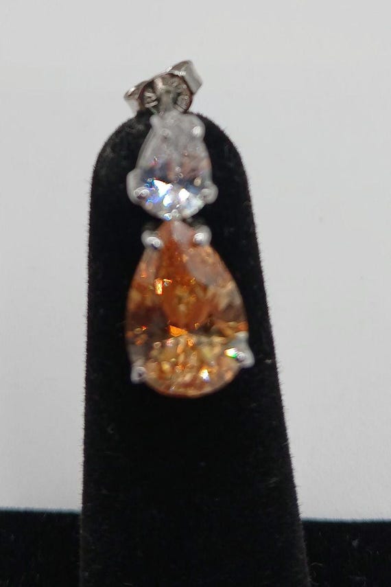 Pear Brandy Colored CZ Earrings - image 4