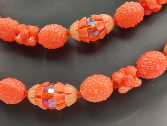 Peach Coral West Germany Plastic Necklace - image 4