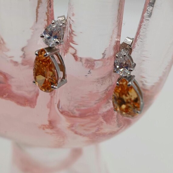 Pear Brandy Colored CZ Earrings - image 5