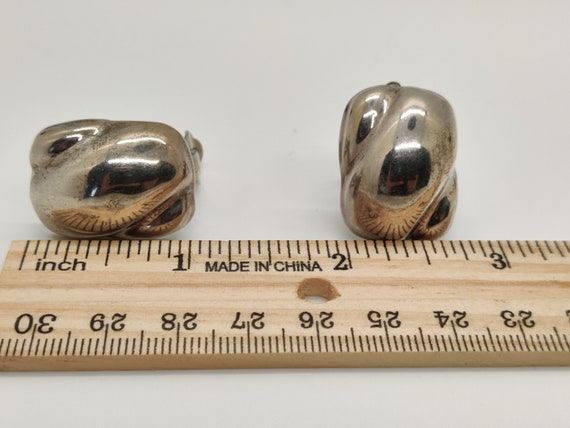 Sterling Silver Mid Century signed  Clip Earrings - image 7