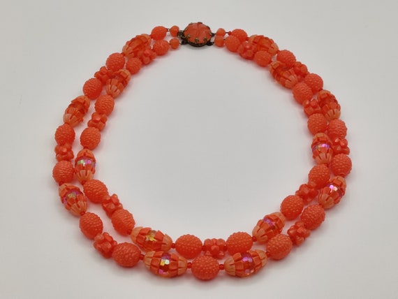 Peach Coral West Germany Plastic Necklace - image 6