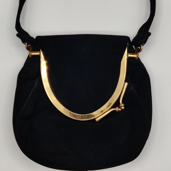Coblentz Black Suede Gold Frame Handbag