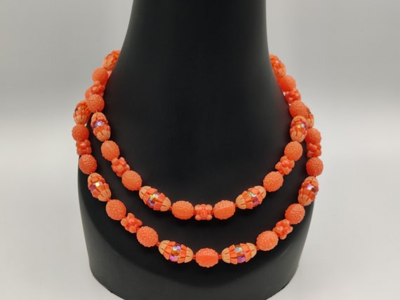 Peach Coral West Germany Plastic Necklace - image 1