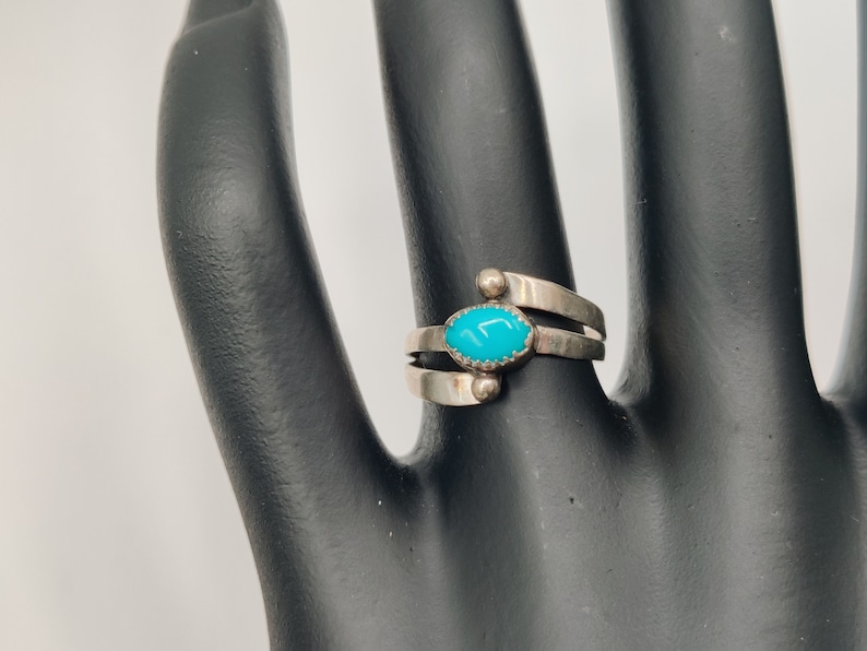Sleeping Beauty Turquoise Sterling Silver Ring / Sawtooth Bezel Bypass ...