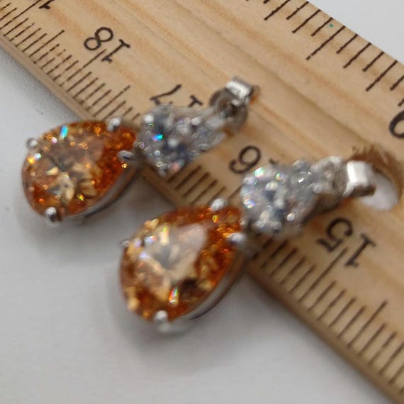 Pear Brandy Colored CZ Earrings - image 6