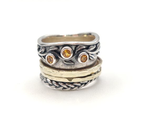 Sterling Silver and Gold  Artisan Spinner Band - image 5