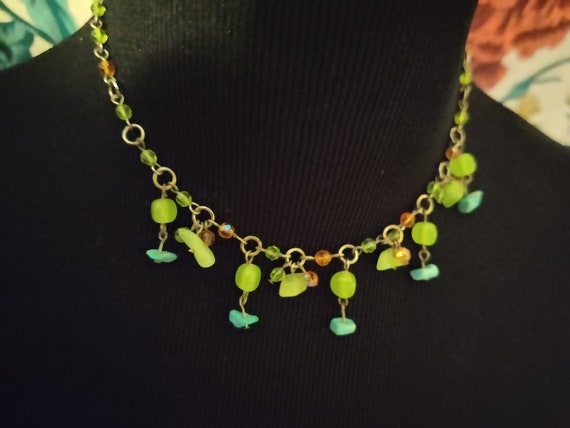 Boho bead and rock necklace - image 2