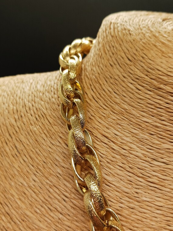 Gold Textured Rope Chain Necklace. Twisted Interl… - image 4