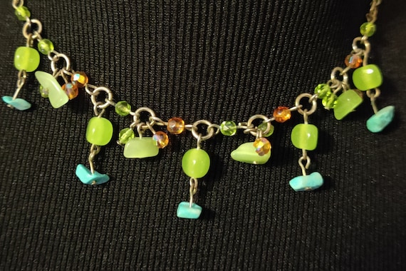 Boho bead and rock necklace - image 1