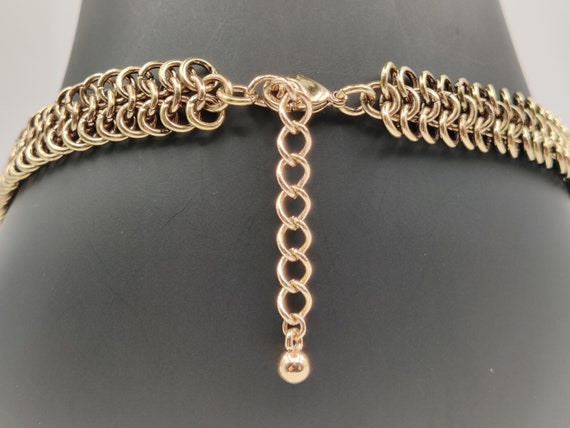 Gold and Brown Chainmail Bead Bib Necklace - image 6