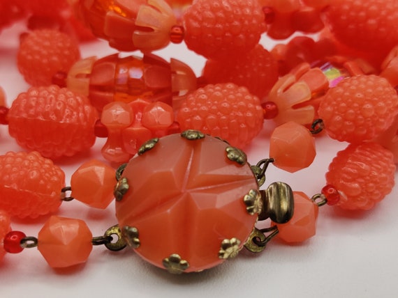 Peach Coral West Germany Plastic Necklace - image 8