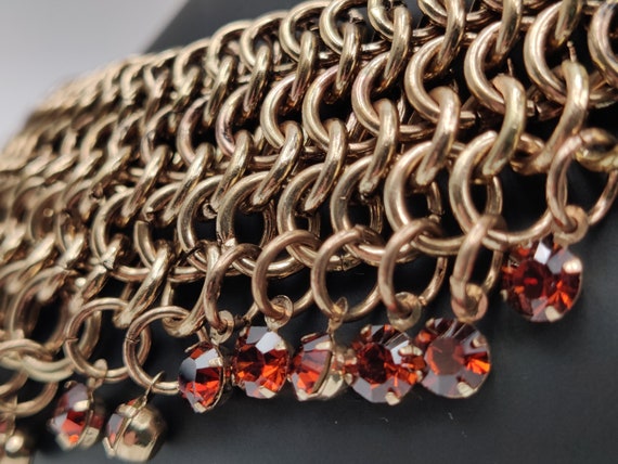 Gold and Brown Chainmail Bead Bib Necklace - image 5