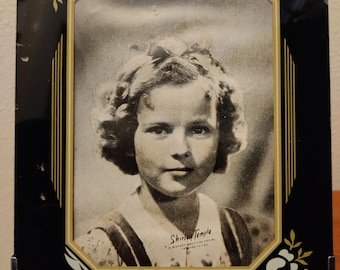 Art Deco glass and metal Frame with Shirley Temple studio  Print.