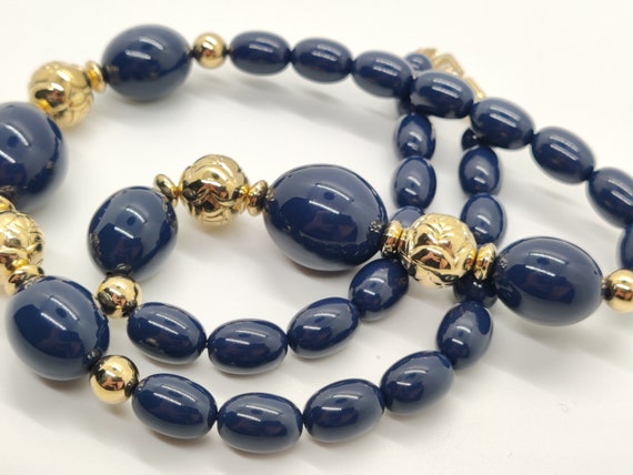 Navy and Gold Beaded Necklace - image 7