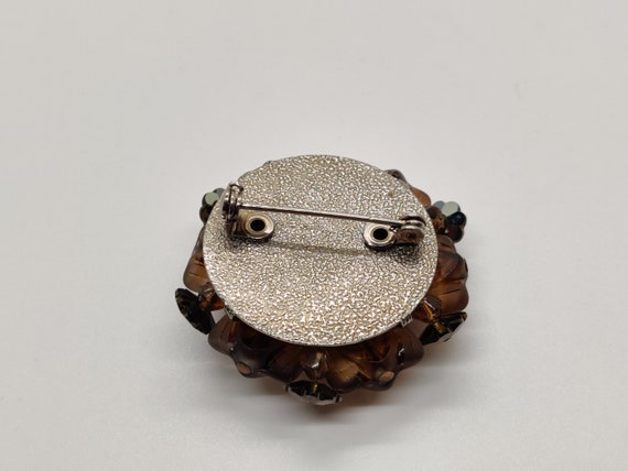 Czech Tiger Eye Glass Necklace and Brooch Set - image 9