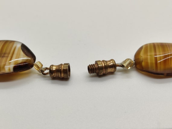 Czech Tiger Eye Glass Necklace and Brooch Set - image 7