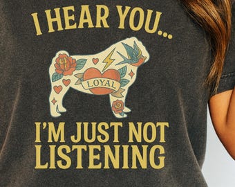 Vintage Tattoo Pug Tee - Retro Dog Lover Shirt - Pug Mom Gift