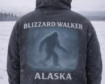Alaska Hoodie – Blizzard Walker Bigfoot Comfort Colors Pullover, Winter Cryptid Sweatshirt