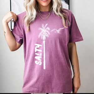 Comfort Colors, Salty Beach Shirt, Summer Shirt, Summer Vibes Shirt For Women, Palm Tshirt, Beach T Shirt, Summer Tee, Beach Shirt