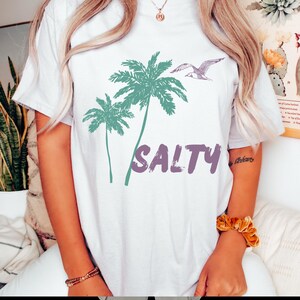 Comfort Colors, Salty Beach Shirt, Summer Shirt, Summer Vibes Shirt For Women, Palm Tshirt, Beach T Shirt, Summer Tee, Beach Shirt
