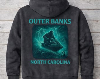 Outer Banks Hoodie – North Carolina Bigfoot Comfort Colors Pullover, Coastal Gift Sweatshirt