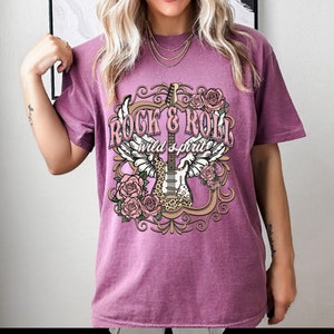Comfort Colors, Rock n Roll Tee, Shirt, Vintage Style Rock and Roll shirt, Guitar shirt, Rock & Roll t-shirt, Music lover tee, Lets Rock