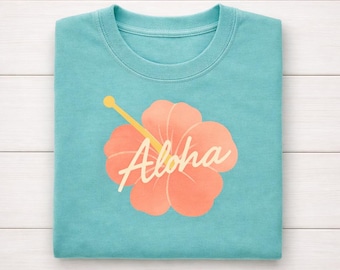 Women’s Aloha Shirt | Hibiscus Floral Comfort Colors Tee | Beach Vacation Gift