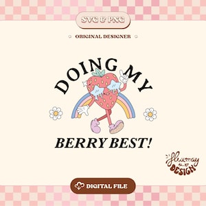 Retro Strawberry SVG: Groovy Y2K Design (Digital Download)