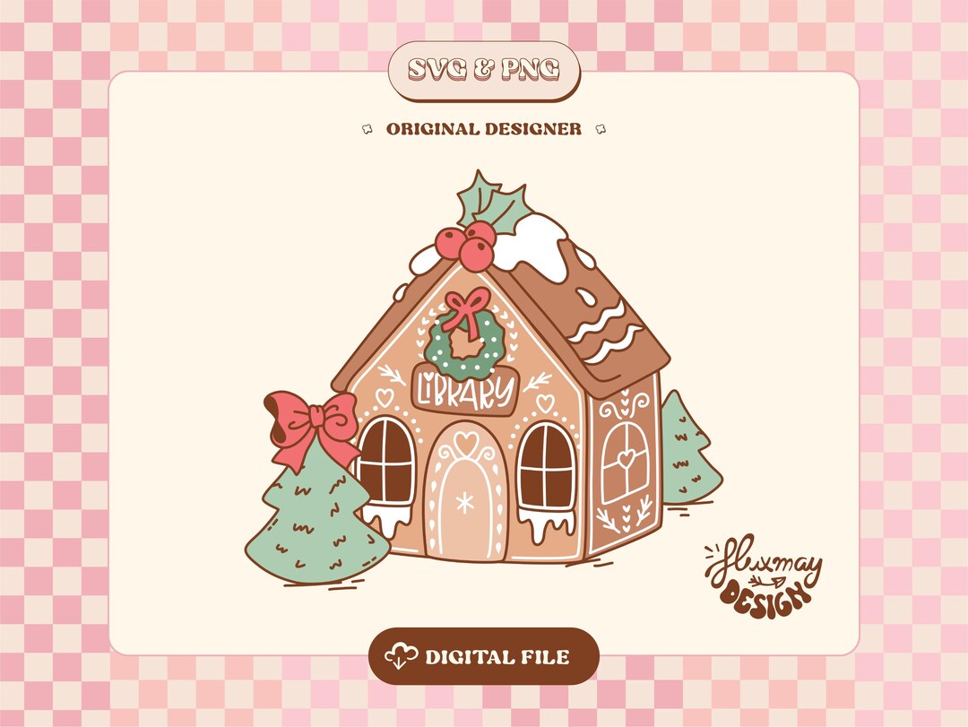 Christmas Gingerbread Library SVG PNG: Booktok Design (digital Download ...