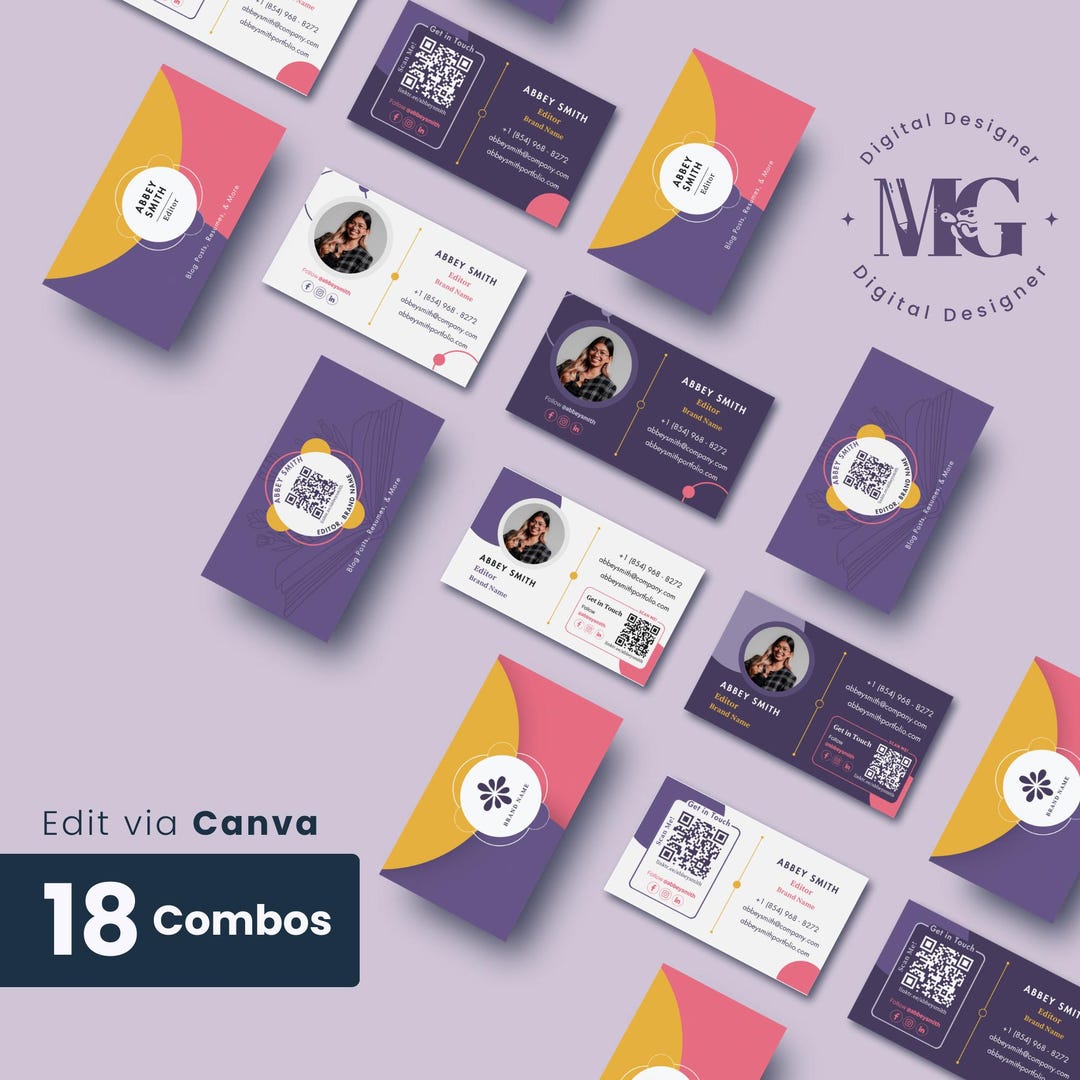 Photo, QR Code Business Card Templates Colorful, Modern, Chic Call ...