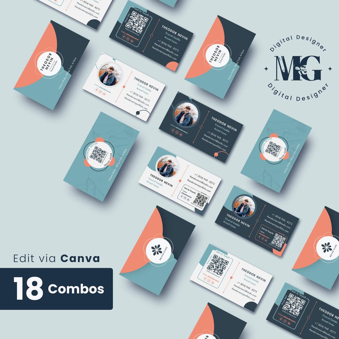 Photo, QR Code Business Card Templates Colorful, Modern, Chic Call ...