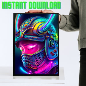 Vulcan 15, Space, Neon, Warrior, ninja, Space Age, Office Decor, Printable wall art, Wall decor, Wall Art, Home Decor, Art Prints, Printable