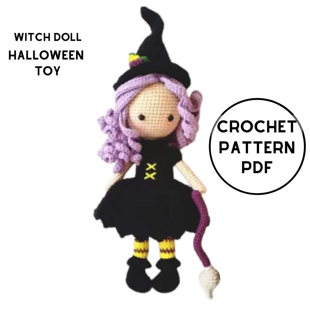 Witch With Broom Crochet Amigurumi Pattern Pdf Etsy