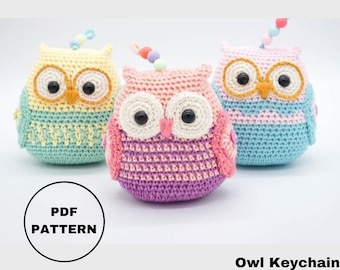 Mini Owl Amigurumi Pattern,Cute Owl Pattern Pdf,Owl Keychain Pattern,Tiny Owl Crochet,Sweet Bird Amigurumi,Crochet Little Keychain Pattern