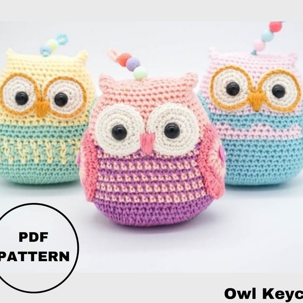 Mini Owl Amigurumi Pattern,Cute Owl Pattern Pdf,Owl Keychain Pattern,Tiny Owl Crochet,Sweet Bird Amigurumi,Crochet Little Keychain Pattern