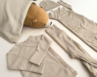 Newborn Hospital Outfit Set,Newborn Gender Neutral Coming Home,Anti-sweat organic fabric suitable Hospital exit set,natural dyed fabric,
